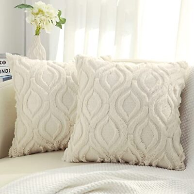 #ad decorUhome Decorative Throw Pillow Covers 18x18 18 x 18 Inch Pack of 2 Beige $20.23
