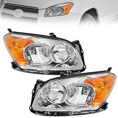 #ad Headlights For 2009 2012 Toyota RAV4 Chrome Housing Headlamps Pair LeftRight $88.99