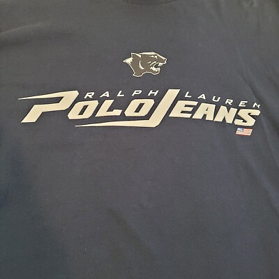 #ad Polo Jeans Ralph Lauren T Shirt Mens 4X Large Black Short Sleeve Rubber Print $14.99