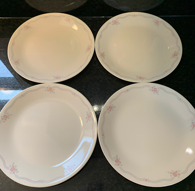 #ad Corelle ENGLISH BREAKFAST Dinner Plates 10.25quot; Beige Sandstone pink blue 4 $6.99
