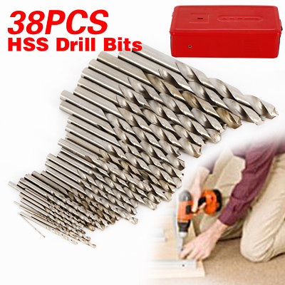 #ad 38PCS Twist HSS High Speed Steel 1 13mm Metric Drill Bit Tool SetCase Durable $41.00