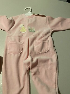 #ad Pink Baby Velour One Piece Size 6 Months New with Tags For Your Baby Girl $15.99