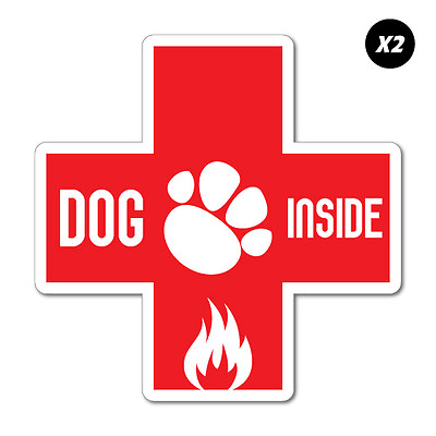 2x Dog Inside Fire Emergency Sticker Decal Stickers Pet Art Laptop #7144EN AU $4.79