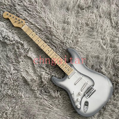 #ad Metallic White ST Electric Guitar Left Handed S S S Pickups Chrome Hardware $247.00