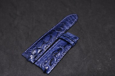 #ad Blue Genuine Leg Crocodile Alligator Skin Leather Watch Strap Band 18mm 24mm $28.00