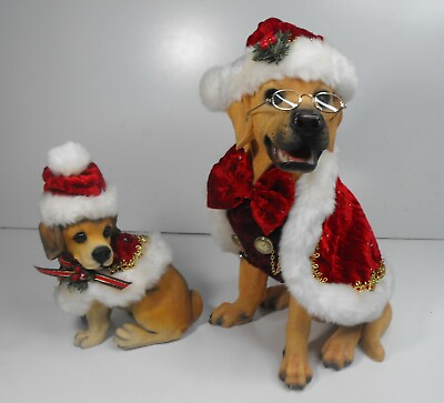 Grandeur Noel 2002 Holiday Dog Family Resin Figurines Father amp; Puppy Exc. Cond. $19.99