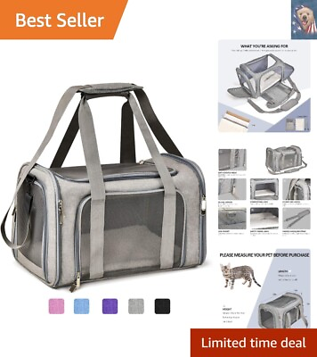#ad Large Dog Cat Carrier Soft Sided Collapsible Travel Carrier Grey $69.99