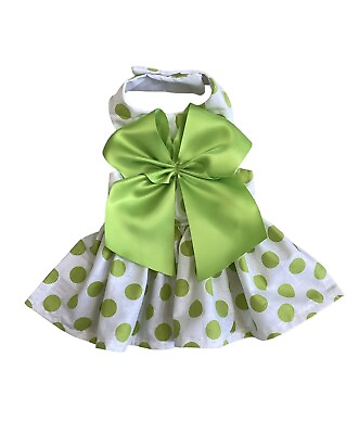 #ad Handmade Green Polkadot Dog Dress Size Small. $18.99