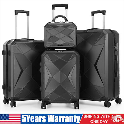 #ad 4 Piece Business Luggage Set Hardshell Suitcase Spinner Lightweight W TSA Lock $109.99