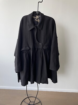 #ad RUNDHOLZ MAINLINE black wool mix coat with clown print lining Medium NWT $2400 AU $1399.99