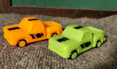 #ad Vintage Pickup Trucks Bathtub Toys Rubber 3.5#x27;#x27; Orange amp; Green $8.99