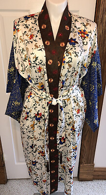 #ad NWT Cabernet Sleepwear Kimono Style Robe Snow White Embroidered PL MSRP $148 R7 $115.00