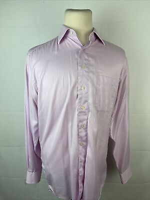#ad Coppley Men#x27;s Pink Herringbone Cotton Dress Shirt SIZE 16XL $295 $40.02