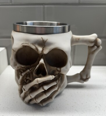 #ad 3D Skeleton Hands Mouth Coffee Mug Halloween Spider Web Plastic Stainless Steel $7.35