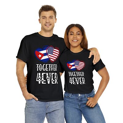 #ad Cuba American Valentines Gift Flag Heart Cuban USA Together 4ever T Shirt $22.99
