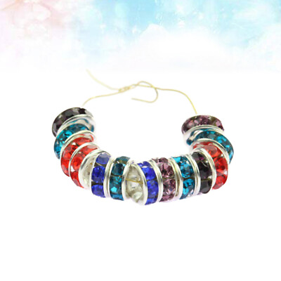 #ad 100 Pcs Rondelle Loose Beads Charm Spacer Crystal Rondelle Charm Bracelet Spacer $8.92