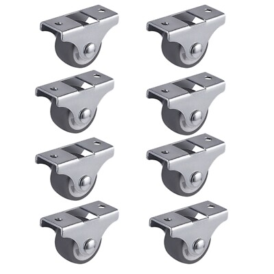 #ad 1X 8PCS TPE Caster Wheels Duty Fixed Casters with Rigid Non Swivel Base Ball Bea $12.72