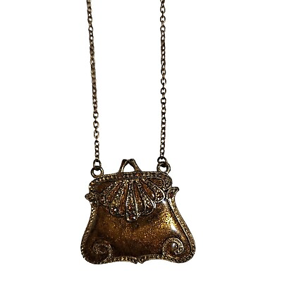 #ad Vintage Jordache Yellow Jewel 22quot; Gold Chain Purse Necklace $15.00