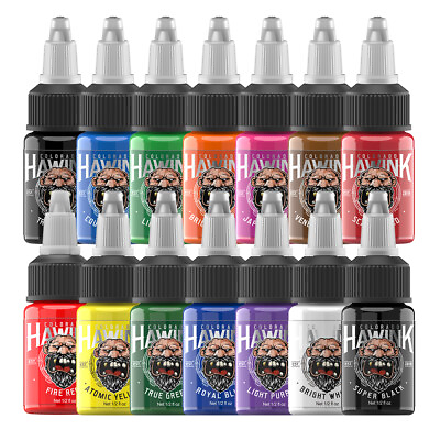 #ad HAWINK Tattoo Ink Set 7 14Colors Set 1 2OZ 15ml Bottle Tattoo Pigment Kit TI203 $20.66