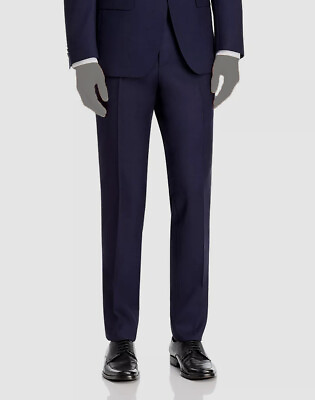 #ad $245 Hugo Boss Men#x27;s 40W Blue Slim Fit Genius Solid Wool Suit Trousers Pants $78.78