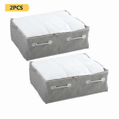 #ad 2 Piece Compartment Underbed Zippered Polyester and Cotton Storage Bin Set $15.00