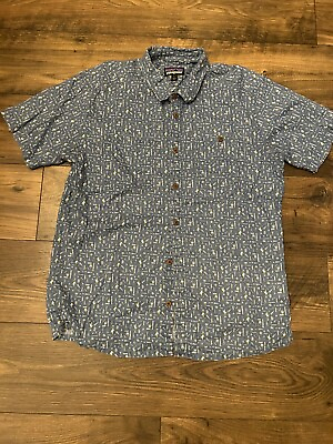 #ad Patagonia Polyester Short Sleeve Button Up Shirt Men#x27;s Large $18.00