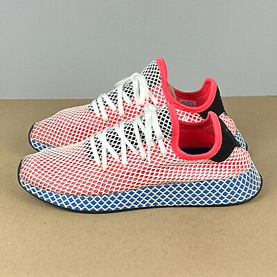 #ad Adidas Deerupt Mesh Running Shoes Mens 12 Red Orange Blue Low Athletic Lace Up $59.00