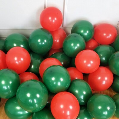 #ad 100 pcs Green Red amp; White 10 inch Latex Christmas Balloons $9.99