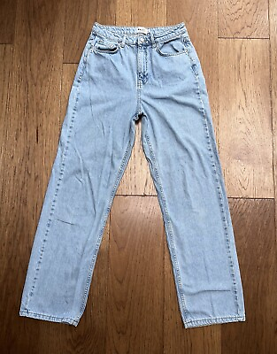 #ad NAKD Women#x27;s Light Blue Straight Leg High Waist Denim Jeans Sz 36 Turkey US 6 $19.99