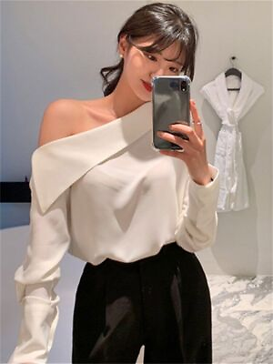 #ad Elegant Office Lady One Shoulder Sexy Women Blouses Shirts Tops $22.91