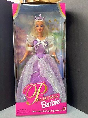 #ad 1997 Princess Barbie Blonde Purple Dress NRFB $12.00