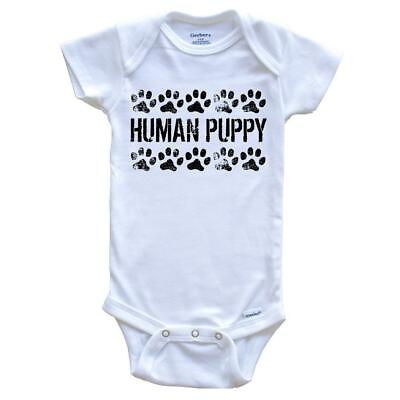 #ad Human Puppy Funny Baby Bodysuit Dog Baby Bodysuit For Kids $22.99