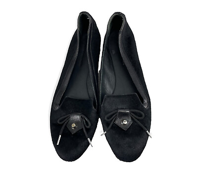 #ad Balenciaga Paris Side 39.5 Women Ballet Flats Leather Fur Shoes Black $178.55