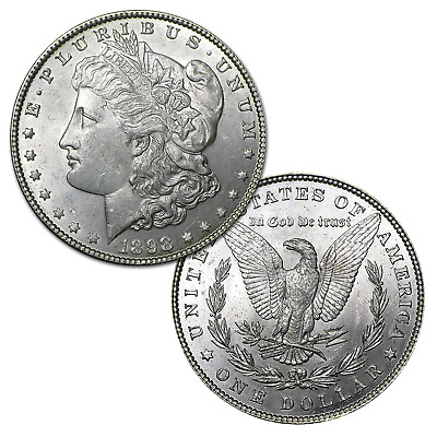 #ad 1898 P Morgan Silver Dollar $1 Brilliant Uncirculated BU 90% Silver $99.34