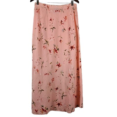 TSD Two Star Dog Pink Floral Linen Maxi Skirt Women#x27;s Size Large $25.89