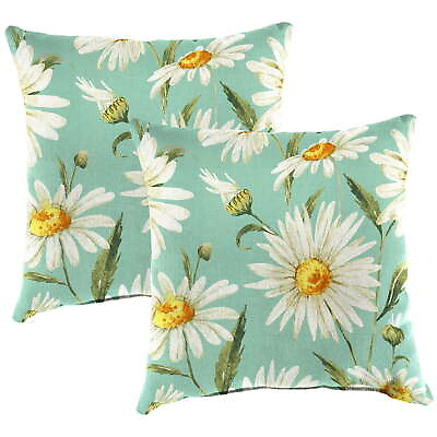 #ad 16quot; x 16quot; Daphne Iceberg Aqua Floral Square Outdoor Throw Pillow 2 Pack $27.54