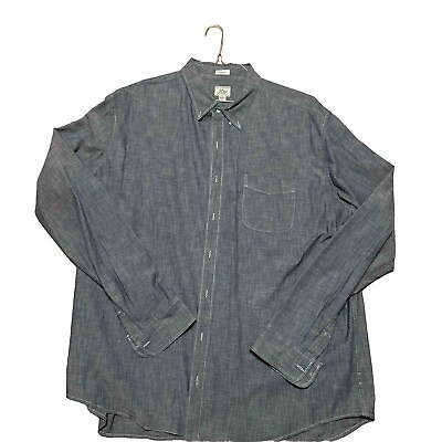 #ad J Crew Shirt Mens XXXLT Blue Long Sleeve Button Down Cotton Oxford Classic Fit $18.00
