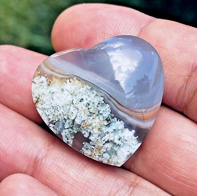 #ad Amazing Tow Side Heart Purple Plume Agate High Quality Cabochon 100% Natural $50.00