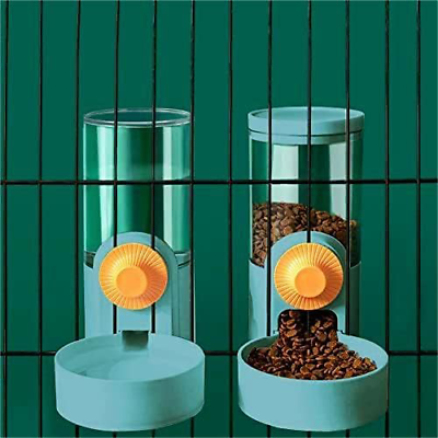 #ad Dog Cage Automatic Feeder Set Food amp; Water Dispenser Hanging Bowls for Cage $41.63
