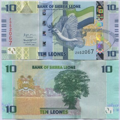 #ad Sierra Leone 10 Leones 2022 P 37 Design CUT ZERO Z Replacement UNC $29.99