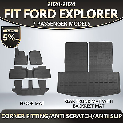 #ad Cargo Mats Floor Mats Backrest Mat Trunk Liner TPE For 2020 2024 Ford Explorer $59.49