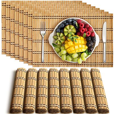 #ad 8 Pcs Placemats Anti Slip and Heat Resistant Table Mat Natural Rolling Washab... $31.96