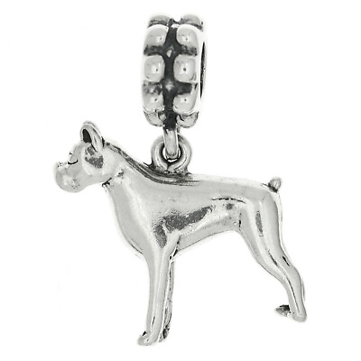 #ad Sterling Silver Three Dimensional Boxer Dog Dangle Bead Charm $39.75