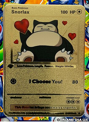 #ad Snorlax I choose You Gold Metal Pokémon Card Collectible Gift $10.99
