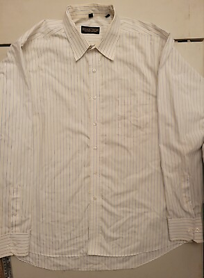 #ad Donald J Trump Button Shirt 18 36 37 Blue Vertical Stripe Signature Collection $19.99