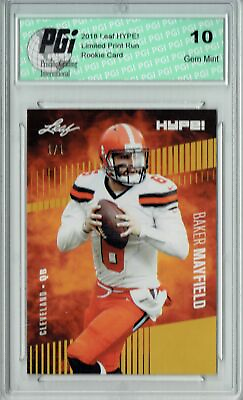 #ad Baker Mayfield 2018 Leaf HYPE #3A Gold Blank Back 1 of 1 Rookie Card PGI 10 $94.99