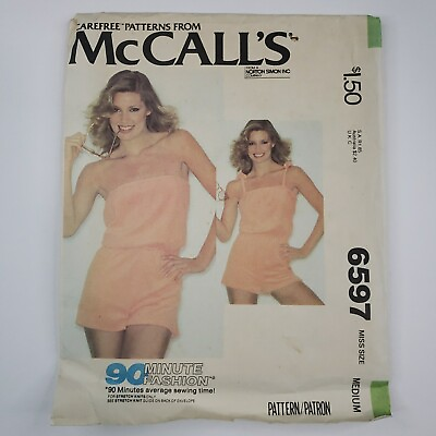 #ad McCall#x27;s Pattern 6597 Miss Size Medium 14 16 Playsuit Romper Uncut Vtg 1979 $5.99