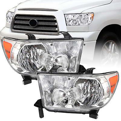 #ad Chrome Headlights for Toyota 2007 2013 Tundra Headlamps Assembly LH RH $79.99
