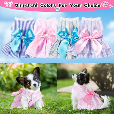 #ad Small Pet Dog Cat Bowknot Skirt Puppy Sweet Princess Tutu Dress Clothes Appare $8.63