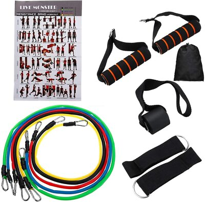 #ad 11 Piece Resistance Bands Set Elastic Work Out Band Kit for Home Fitness $11.99